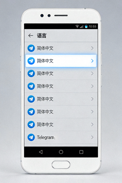 Telegram安卓版语言设置界面截图，显示简体中文选项