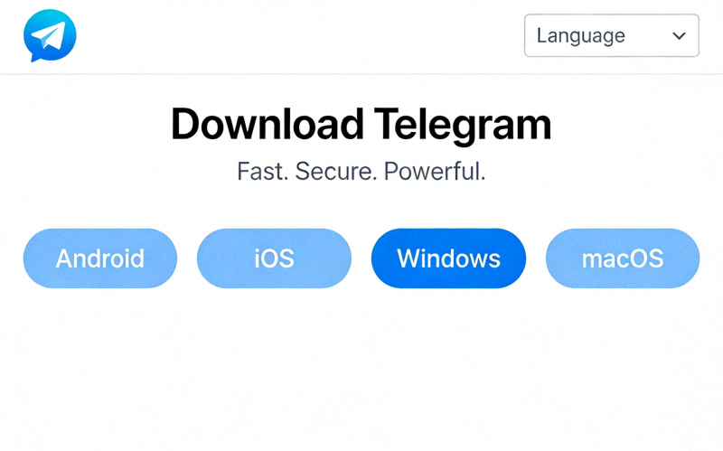Telegram官网下载选项界面截图，展示不同平台的选择按钮