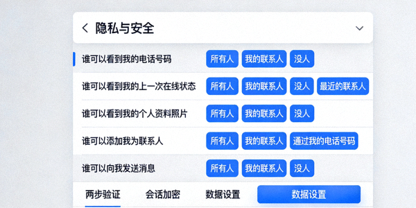 Telegram隐私与安全设置详细选项界面截图