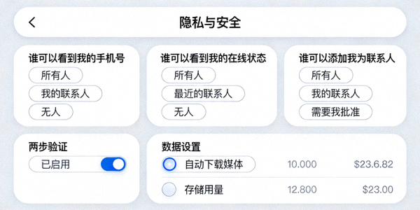 Telegram中文版隐私与安全设置详细配置界面截图