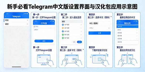 新手必看Telegram中文版设置界面与汉化包应用示意图
